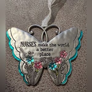 “Nurses make the world a better place” butterfly ornament by Ganz